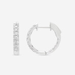 18K White Gold Inside-Out Diamond Hoop Earrings I // New