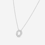 18K White Gold Diamond Circle Necklace // 14"-16" // New