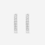 18K White Gold Inside-Out Diamond Hoop Earrings I // New