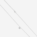 18K White Gold Bezel Set Diamond Solitaire Pendant Necklace // 16" // New