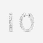 18K White Gold Inside-Out Diamond Hoop Earrings I // New