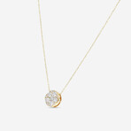 18K Yellow Gold Diamond Cluster Pendant Necklace II // 16" // New