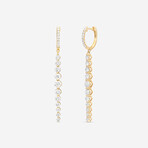 18K Yellow Gold Diamond Hoop-Drop Earrings // New