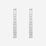 18K White Gold Inside-Out Diamond Hoop Earrings II // New