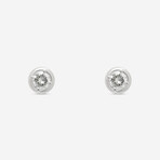 18K White Gold Diamond Stud Earrings // New