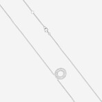 18K White Gold Diamond Circle Necklace // 14"-16" // New