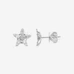 18K White Gold Diamond Star Stud Earrings // New