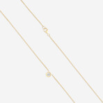 18K Yellow Gold Bezel Set Diamond Solitaire Pendant Necklace I // 16" // New