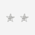 18K White Gold Diamond Star Stud Earrings // New