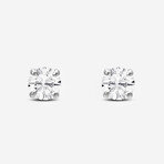 14K White Gold Round-Cut Solitaire Diamond Stud Earrings // New