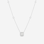 18K White Gold Diamond Cluster Necklace // 18" // New