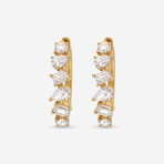 14K Yellow Gold Diamond Small Hoop Earrings // New