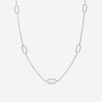18K White Gold Diamond Station Necklace // 16"-18" // New