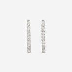 18K White Gold Diamond Squared-Hoop Earrings // New