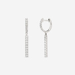 18K White Gold Diamond Hoop-Drop Earrings I // New
