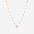 18K Yellow Gold Diamond Cluster Pendant Necklace // 18" // New