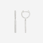 18K White Gold Diamond Hoop-Drop Earrings I // New