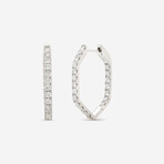 18K White Gold Diamond Squared-Hoop Earrings // New