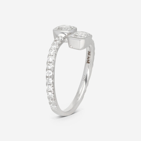 18K White Gold Diamond Single-Wrap Ring // Ring Size: 6 // New