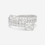18K White Gold Diamond Double-Wrap Ring // Ring Size: 6 // New