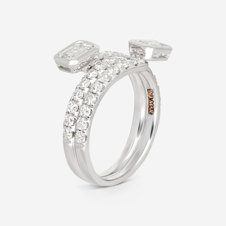 18K White Gold Diamond Double-Wrap Ring // Ring Size: 6 // New
