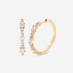 14K Yellow Gold Round + Oval Shape Diamond Hoop Earrings // New
