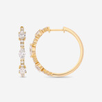 14K Yellow Gold Round + Oval Shape Diamond Hoop Earrings // New
