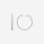 18K White Gold Diamond Hoop Earrings I // New