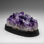 Genuine Amethyst Crystal Cluster On a Wooden Stand
