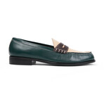 Como Leather Penny Loafer // Dark Green + Brown (US: 10.5)