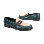 Como Leather Penny Loafer // Dark Green + Brown (US: 10.5)