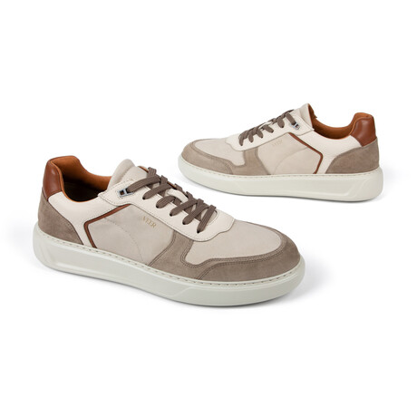 Acton Court Leather & Suede Sneaker // White + Brown (UK: 7)