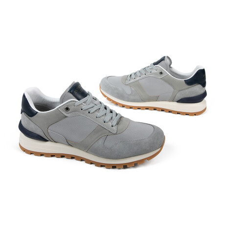Edward Runner Leather & Suede Sneaker // Gray Navy (UK: 7)