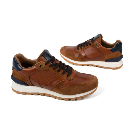 Edward Runner Leather & Suede Sneaker // Cognac Navy (UK: 7)