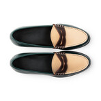Como Leather Penny Loafer // Dark Green + Brown (US: 10.5)