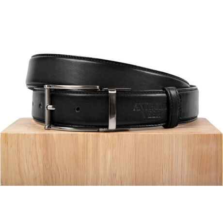 Bari Leather Belt // Black (34)