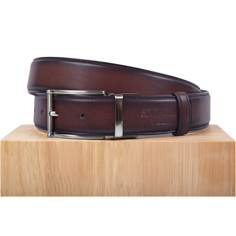 Bari Leather Belt // Brown Antique (34)