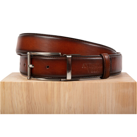 Bari Leather Belt // Tan Antique (34)