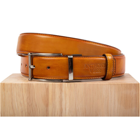 Bari Leather Belt // Tan (34)