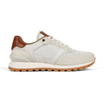 Edward Runner Leather & Suede Sneaker // White + Cognac (US: 10)