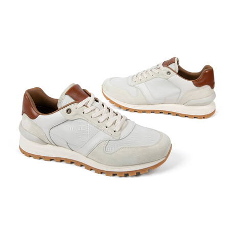 Edward Runner Leather & Suede Sneaker // White Cognac (UK: 7)