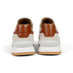 Edward Runner Leather & Suede Sneaker // White + Cognac (US: 10)