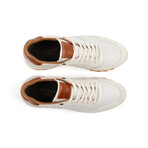 Edward Runner Leather & Suede Sneaker // White + Cognac (US: 10)