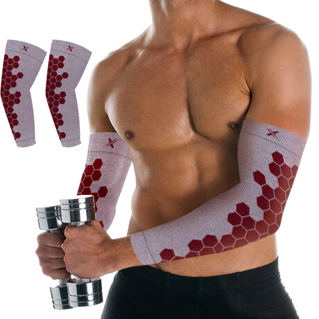 Copper Infused Arm Compression Elbow Support Sleeves // Gray (Small/Medium)