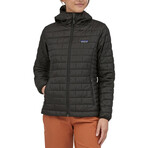 Women's // Nano Puff Hooded Insulated Jacket // Black (XXS)