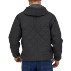 Men's // Diamond Quilted Bomber Hooded Jacket // Black (S)