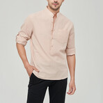 Pop-over Mandarin Collar T-shirt // Beige (XS)