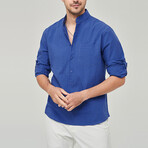 Pop-over Mandarin Collar T-shirt // Dark Blue (2XL)