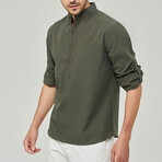 Pop-over Mandarin Collar T-shirt // Army Green (2XL)
