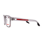 Prada // Mens // PS04NV 14C1O1 Square Optical Glasses // Grey Translucent Rubber + Clear Demo Lenses